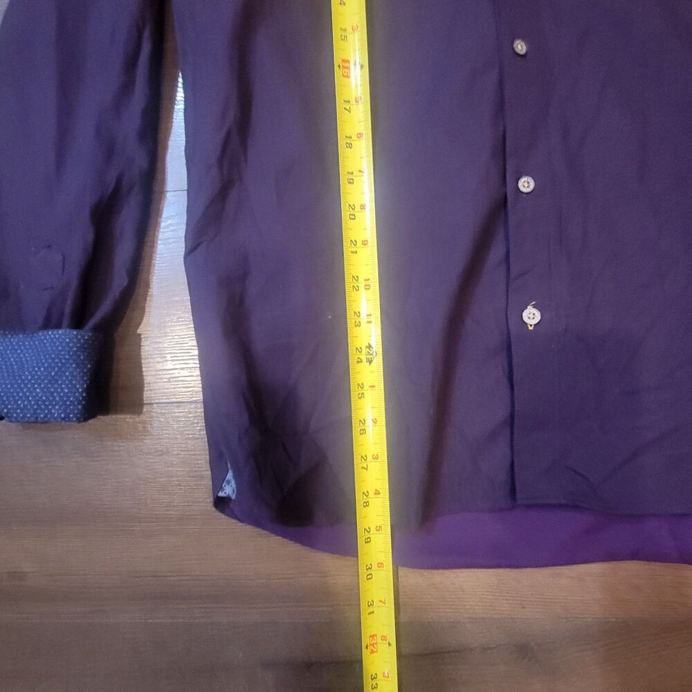 Ted Baker London Men's Purple Button Up Shirt Size 4 Sz Large Pocket - Picture 7 of 8